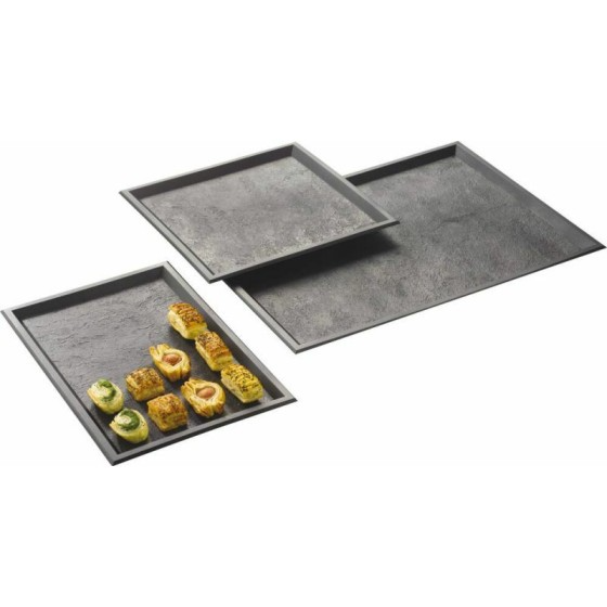 Plateau effet ardoise noir 24 x 24 cm - par 10