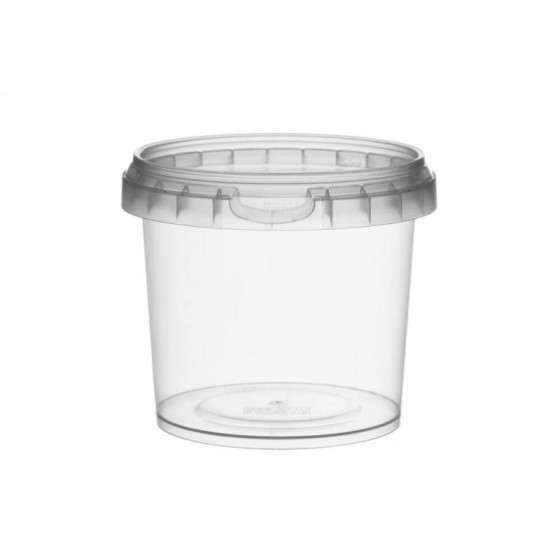 Pot plastique transparent avec couvercle de sécurité 365 ml - par 250
