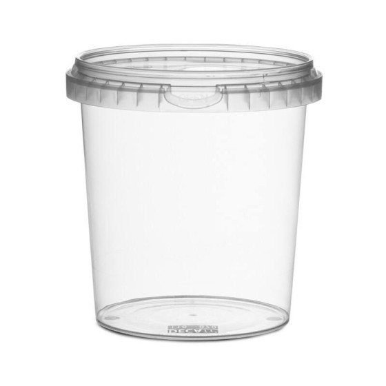 Pot plastique transparent rond avec fermeture de sécurité 870 ml - par 250