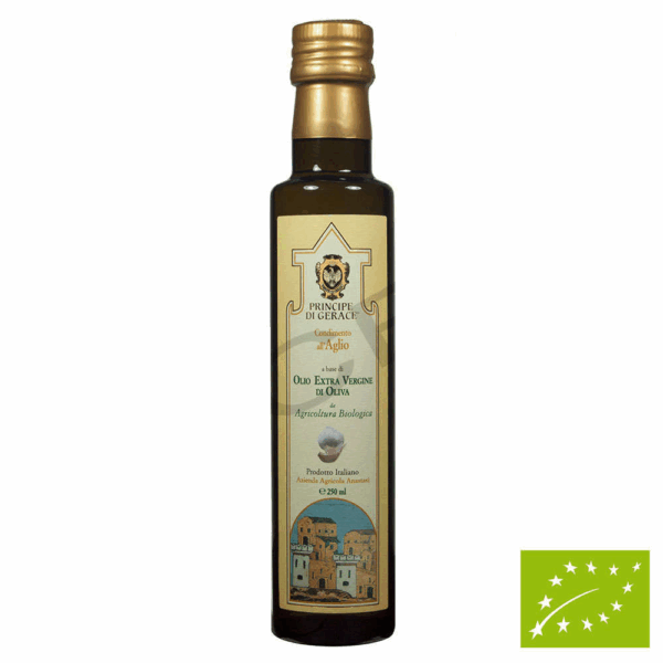 Principe di Gerace 250 ml d'huile d'olive extra vierge biologique et d'ail - Mediterranea Foods