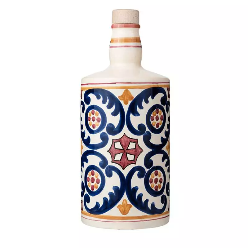 Red Diamond Ceramic Bottle with Organic Extra Virgin Olive Oil Monocultivar Nocellara del Belice 500 ml