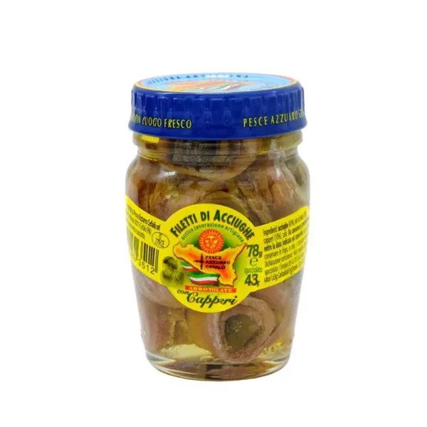 Rolled Anchovy Fillets with Capers in Olive Oil 78 gr