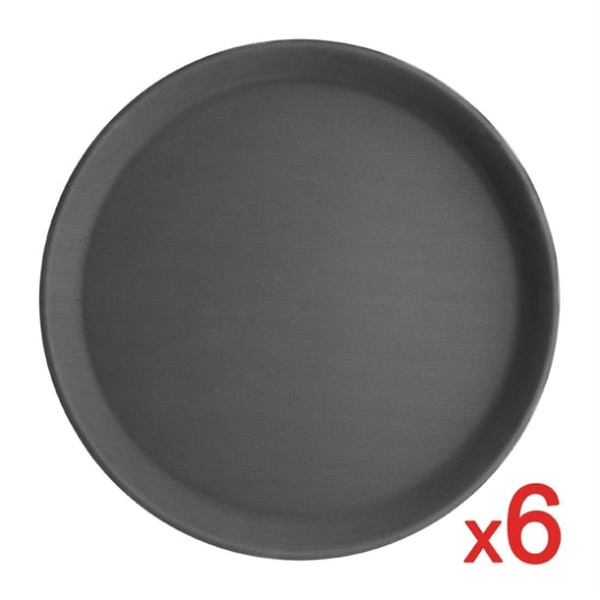 Offre spéciale : Lot de 6 plateaux ronds antidérapants en polypropylène Olympia Kristallon