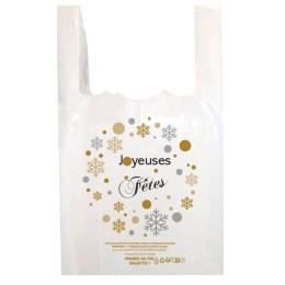 Sac bretelles "joyeuses fêtes" BD 50 microns 26 x 6 x 45 cm - par 500