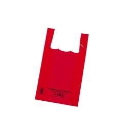 Sac plastique bretelles rouge 26 x 6 + 6 x 45 cm : idéal pour transporter vos produits alimentaires   Fabriqué en polyéthylène basse densité de 50 microns d'épaisseur, ce sac plastique rouge polyvalent est conçu pour transporter les produits alimentaires. Avec ses dimensions standard de 26 cm de large, 45 cm de long et un soufflet de 6 + 6 cm, il s'adapte à divers articles. Les bretelles résistantes garantissent la sécurité du transport, même pour des produits lourds, et restent robustes même à pleine capacité.    Le sac plastique offre une faible probabilité de déchirure grâce à sa composition en polyéthylène basse densité, protégeant ainsi les articles contre la pluie et l'humidité atmosphérique.    Sac plastique agréé pour le contact alimentaire direct, adapté à tous les produits alimentaires.   Ce sac bretelles rouge est totalement apte au contact alimentaire direct. Il est également respectueux des normes en vigueur depuis juillet 2016 concernant les sacs de caisse. Avec une épaisseur de 50 microns, il répond à ces exigences et peut être réutilisé.    Caractéristiques :     Epaisseur : 50 microns Largeur : 26 cm Soufflet : 6 + 6 cm (soit 12 cm) Longueur : 45 cm Matière : polyéthylène basse densité Conditionnement : 100 sacs bretelles réutilisables blancs   Réponses aux questions fréquentes :    Le sac plastique alimentaire est-il adapté à la nouvelle législation sur les sacs de caisse ?    Oui, ce sac en polyéthylène basse densité de 50 microns est conforme aux normes en vigueur depuis juillet 2016 et peut être réutilisé.    Ce sac alimentaire est-il vraiment résistant ?    Oui, sa composition robuste de 50 microns le rend résistant, capable de supporter des charges importantes.    Ce sac plastique rouge est-il de taille standard ?  ​​​​​​​  Oui, ce sac plastique rouge alimentaire est considéré comme standard dans la gamme des sacs plastiques, avec des dimensions adaptées à divers produits alimentaires.