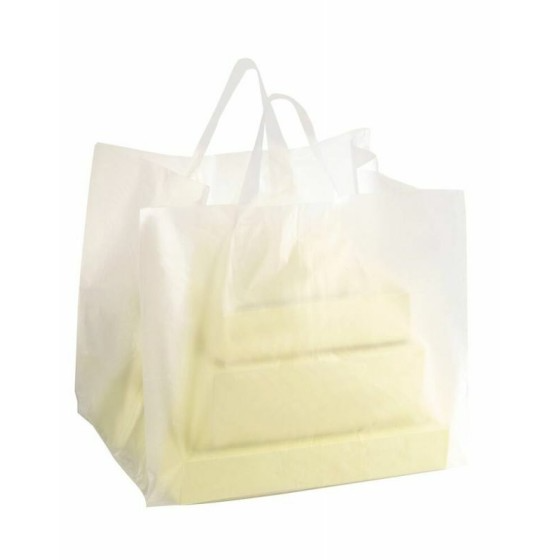 Sac cabas traiteur plastique avec renfort 30 x 15 + 15 x 36 cm - par 25