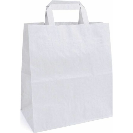 Sac papier kraft blanc à poignées plates 26 + 14 x 29 cm - par 250