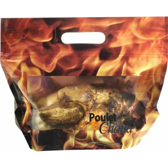 Sac poulet plastique avec poignées et fermeture zip 25 + 7,5 + 7,5 x 30,5 cm - par 500
