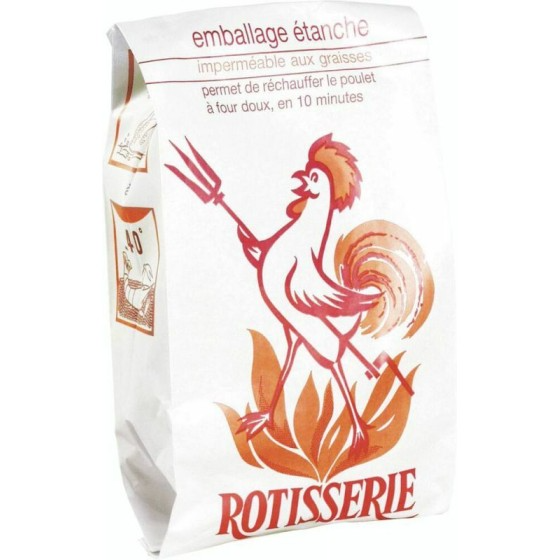 Sac poulet rôti kraft blanc 18 + 9 x 35,5 cm - par 100