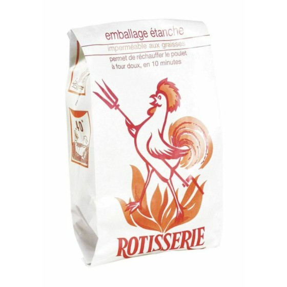 Sac poulet rôti kraft blanc 25 + 9 x 40 cm - par 100
