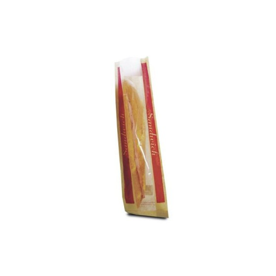 Sac sandwich kraft brun à fenêtre 10 + 4 x 35 cm - par 1000