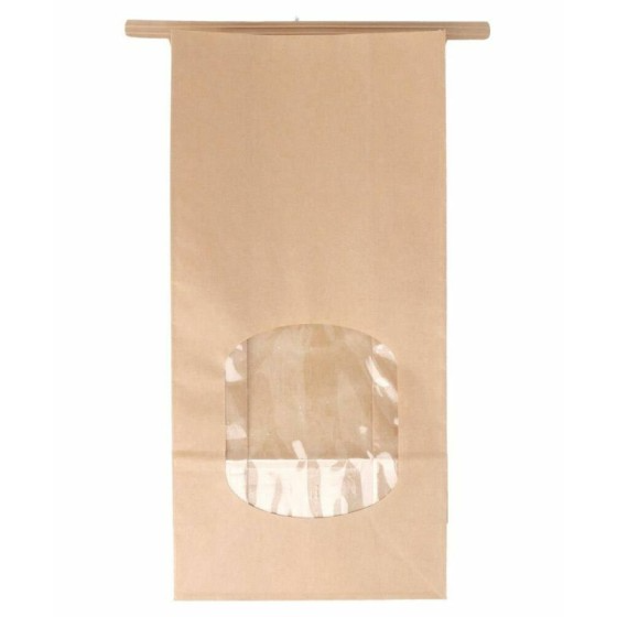 Sachet SOS kraft brun avec fenêtre et auto-fermeture 12 + 6,5 x 24,6 cm - par 50