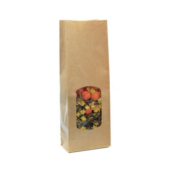 Sachet SOS kraft brun vergé avec fenêtre 10 + 5,5 x 29 cm - par 100