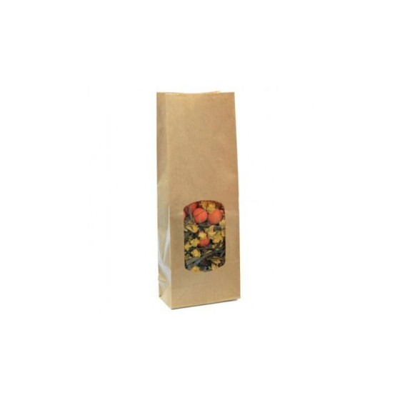 Sachet SOS kraft brun vergé avec fenêtre 13,6 + 7,5 x 31,5 cm - par 100