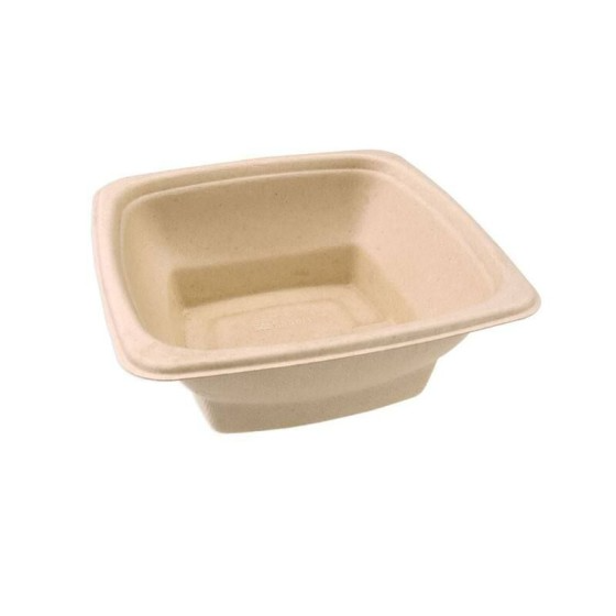 Saladier carré biodégradable en bagasse 500 ml - par 75