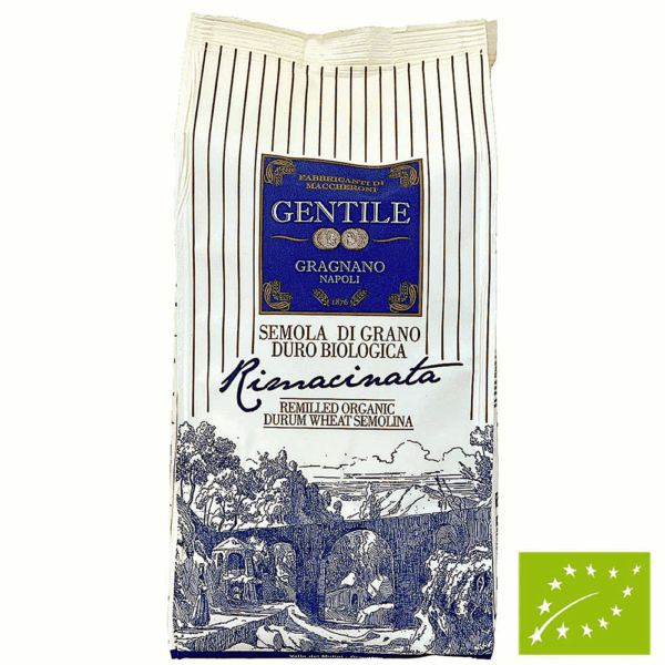 Bio Semola di Grano Duro "Rimacinata" semoule de blé dur biologique finement moulue paquet de 500 g - Gentile