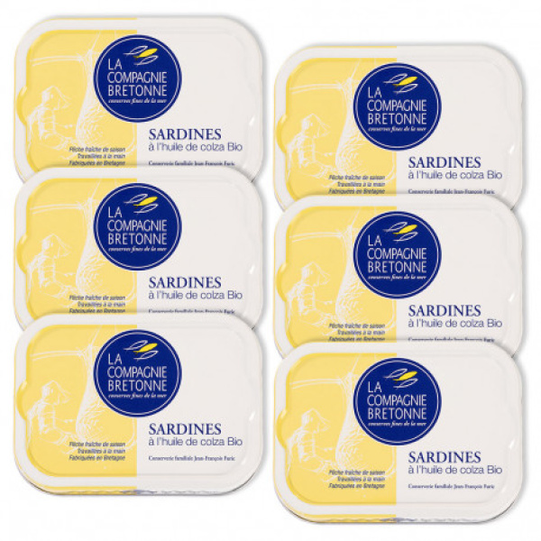 SARDINES À L'HUILE DE COLZA BIO LOT DE 6