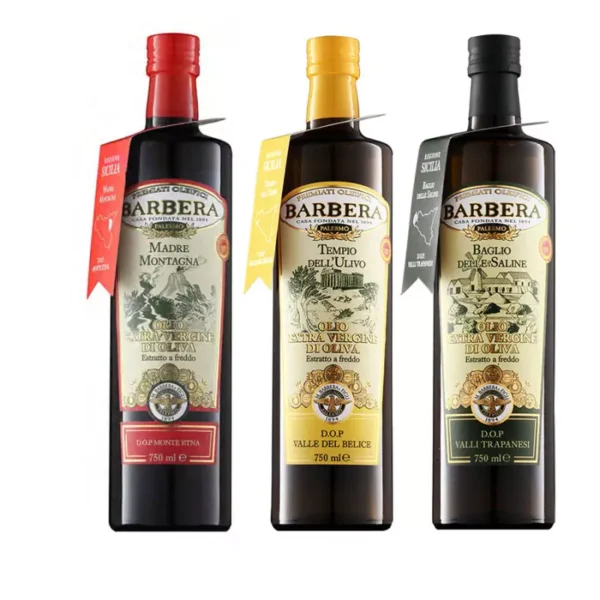 Selection Extra Virgin Olive Oil DOP Barbera Baglio delle Saline, Tempio dell'Ulivo and Madre Montagna 750 ml x 3