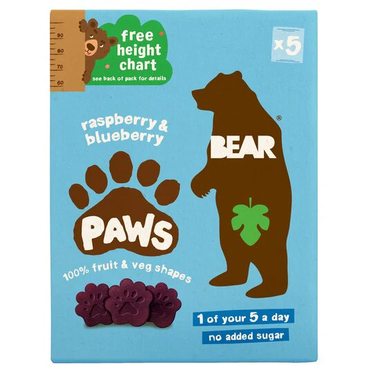 BEAR PAWS Fruit Shapes Raspberry & Blueberry Multipack 5 x 20g