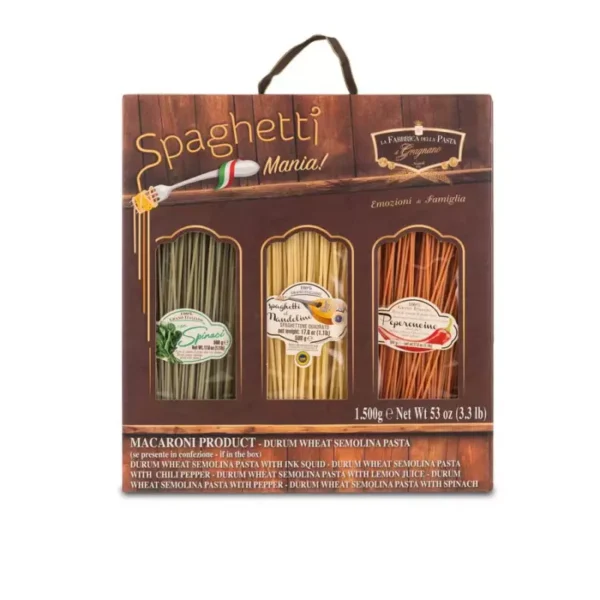 Spaghetti Mania Set: Spinach, Mandolino and Chilli 500 gr x 3