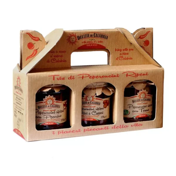 Stuffed Cherry Chili Peppers Trio: Tuna, Anchovies and Capers, Pecorino Cheese 170 gr x 3