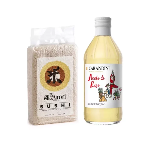 Sushi Kit: Gli Aironi Rice 1 kg and Carandini Rice Vinegar 500 ml