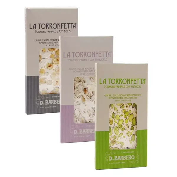 Tris Torronfette Davide Barbero: Hazelnut, Almond and Pistachio 50 gr x 3