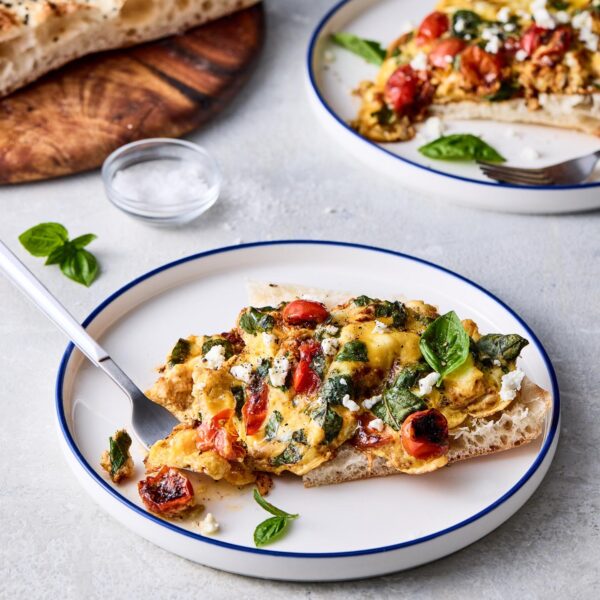 Cherry Tomato, Goat's Cheese and Basil Eggs