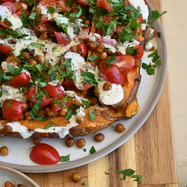 Sweet Potatoes & Chickpeas with Tahini