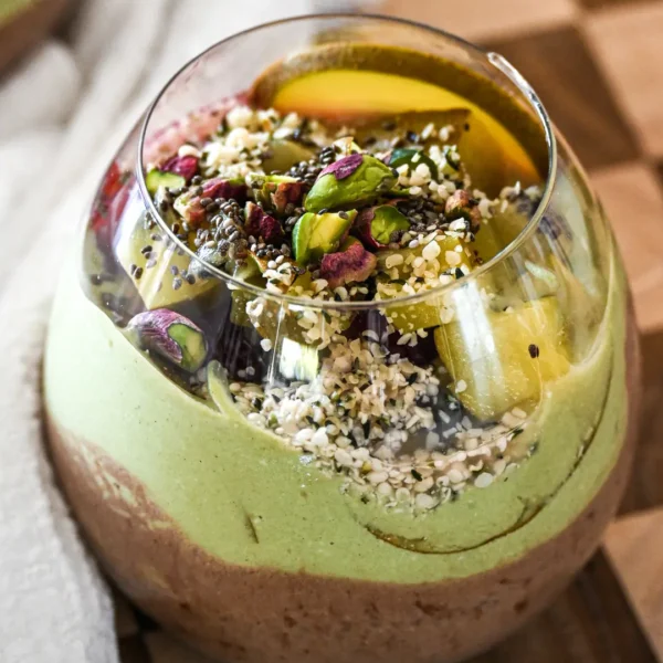 Choc Matcha Chia Pudding (High Protein)