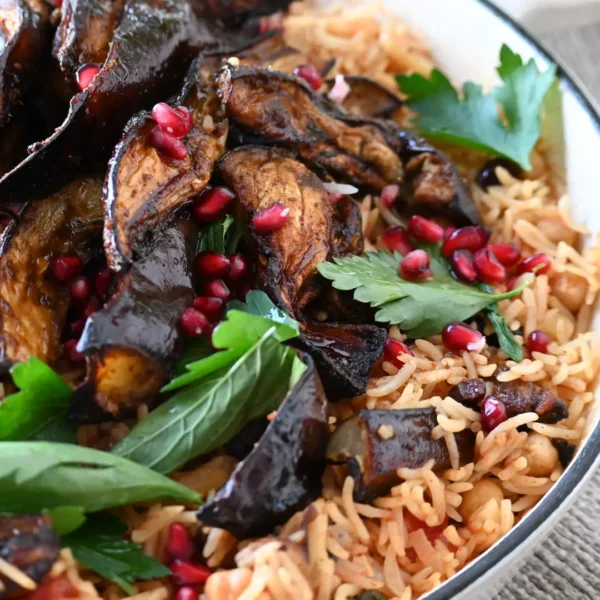 Eggplant Pilaf with Moroccan Spices