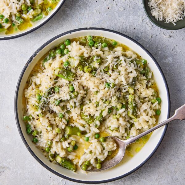 Risotto with Parmigiano, Asparagus & Peas