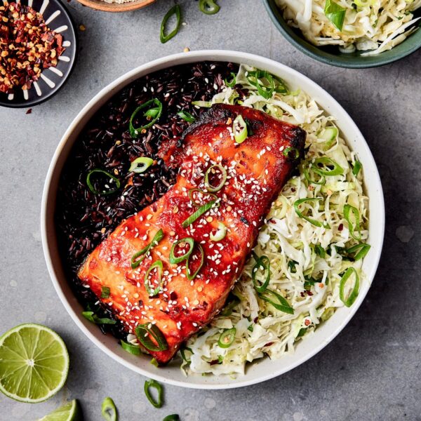 Glazed Salmon and Rice Bowl