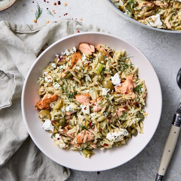 Salmon Risoni with Leek & Green Olives