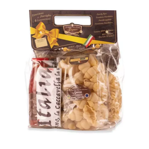 Variety Pack with Pasta di Gragnano IGP 500 gr Italian Tomatoe Sauce 690 gr and Dish towel