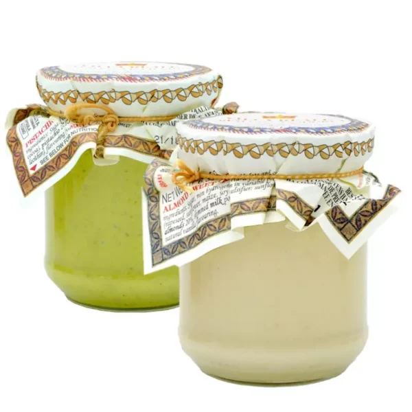 Villa Reale Sweet Spreads Duo: Pistachio and Almond cream 180 gr x 2