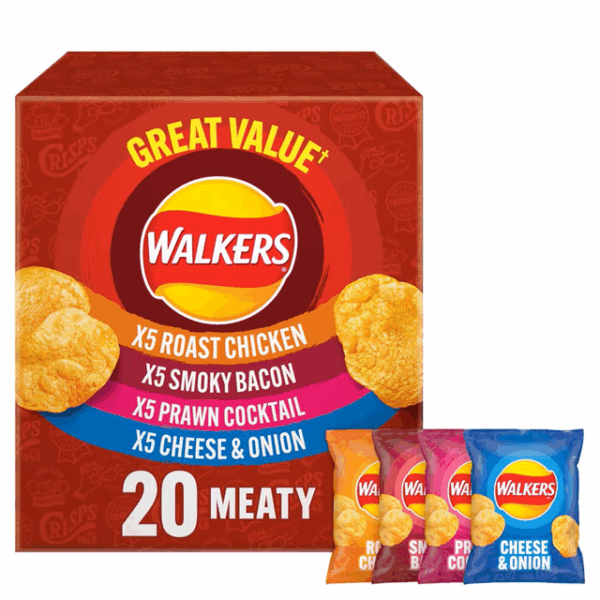 Walkers Crisps Meaty Variety Pack 25g 20 Pack