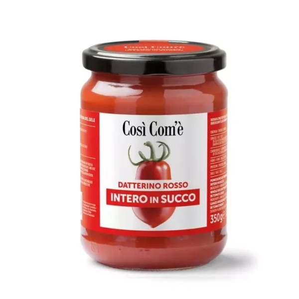 Whole Red Datterino tomatoes in juice 350 gr