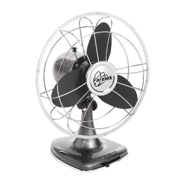Redwood - Ventilateur A Poser ø30cm 30w Rétro Indus Anthracite Et Chrome Farelek