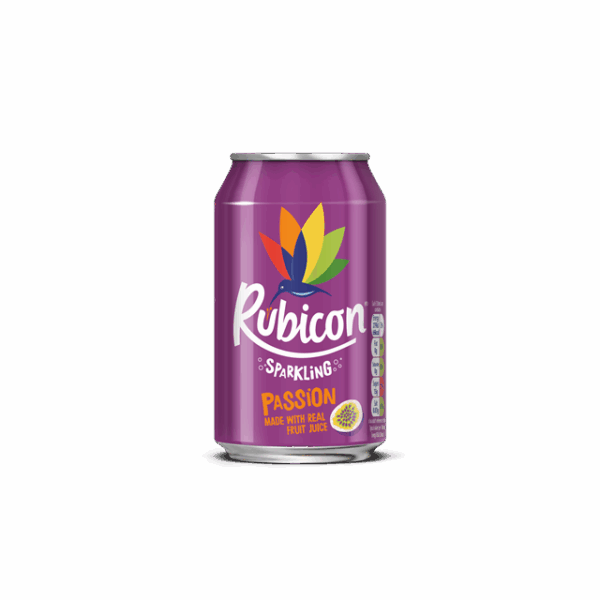 RUBICON SPARKLING PASSION FRUIT FIZZY DRINK CANS 330ml (24 PACK)