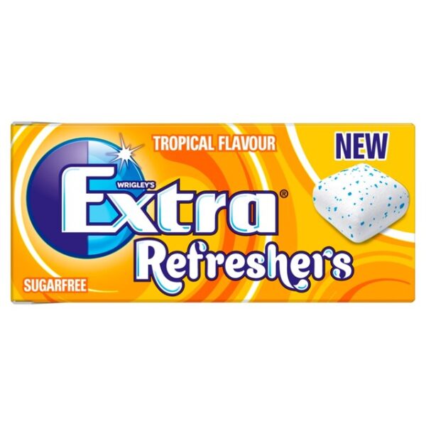 WRIGLEYS EXTRA REFRESHERS TROPICAL CHEWING GUM 7 Pieces (16 PACK)