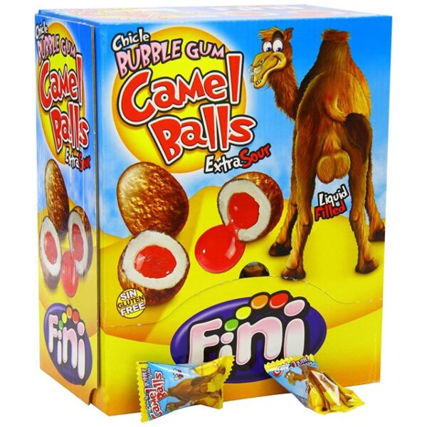 FINI CAMEL BALLS BUBBLE GUM EXTRA SOUR 200 x 5p GLUTEN FREE