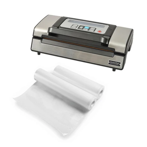 Lot appareil à emballer sous vide inox brossé KCPSV60S et 2 rouleaux de sachets à découper