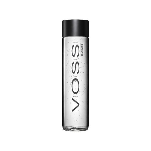 Voss Sparkling Water Glass Bottles 375ml (24 Pack)