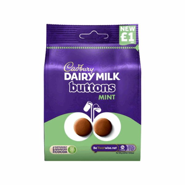 CADBURYS DAIRY MILK MINT BUTTONS 95g £1 (10 PACK)