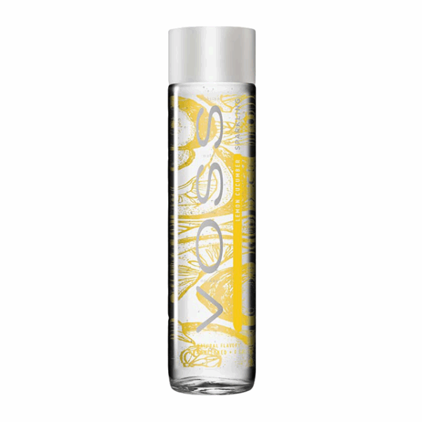 Voss Lemon Cucumber Sparkling Water Glass Bottles 375ml (12 Pack)