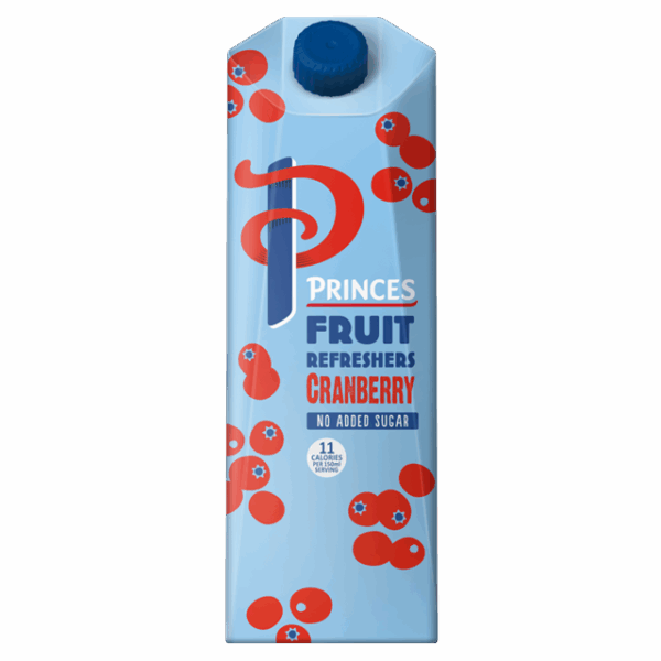 PRINCES CRANBERRY JUICE NO ADDED SUGAR 1 Litre (8 Pack)