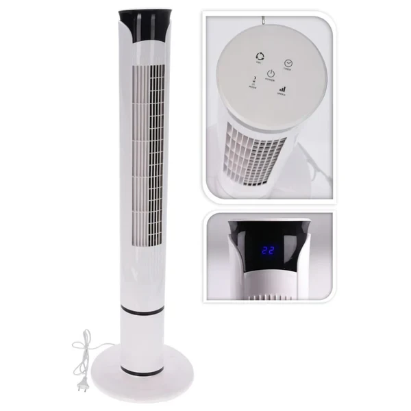 Ventilateur tour électrique avec RC 45 W blanc VidaXL
