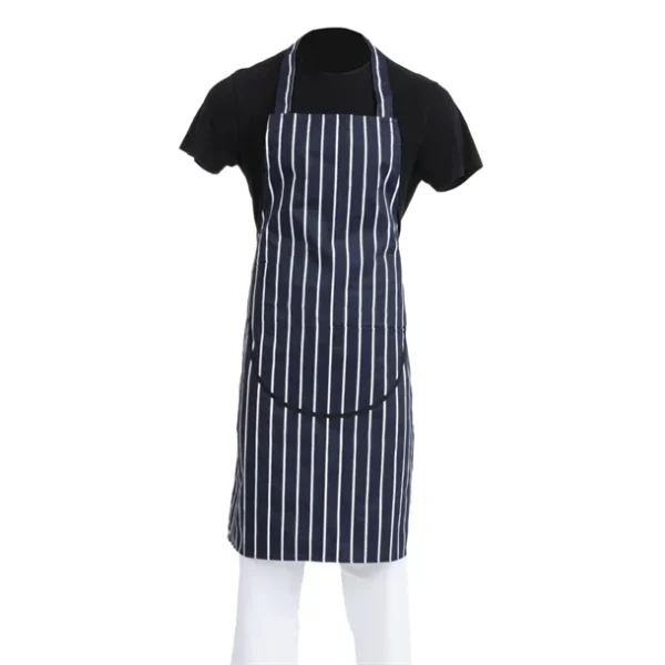 Tablier bavette avec poche Whites rayé marine et blanc