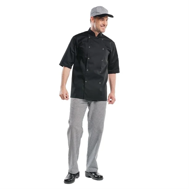 Veste de cuisine mixte Chaud Devant Hilton Poco manches courtes noire